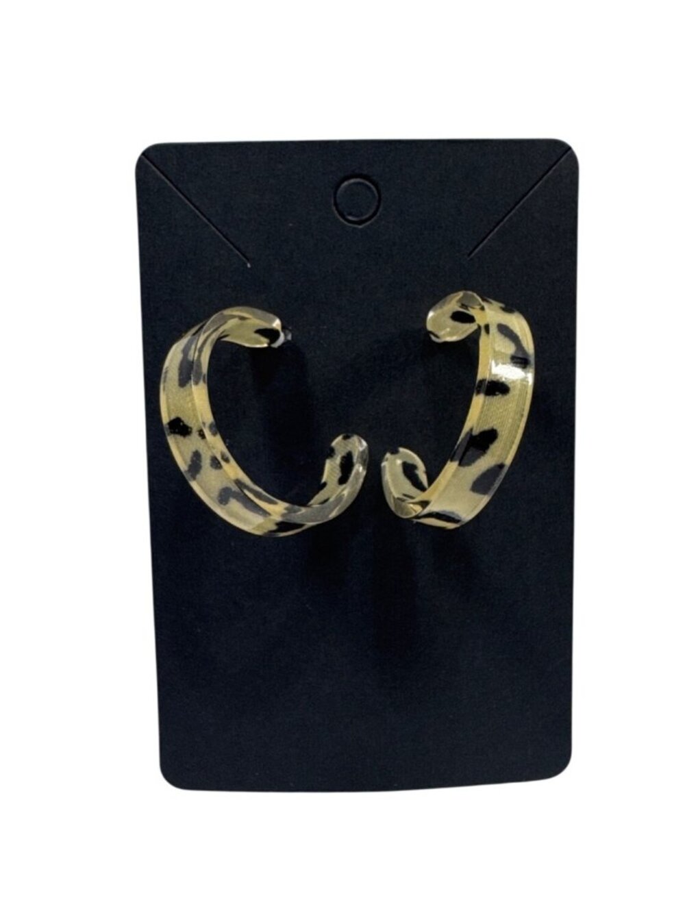 Leopard Print Acrylic Hoop Earrings  Small Size Jungle Safari Lightweight